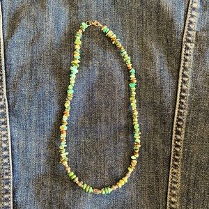 16” Turquoise Chunk Bead Necklace with Silver Bead Accents